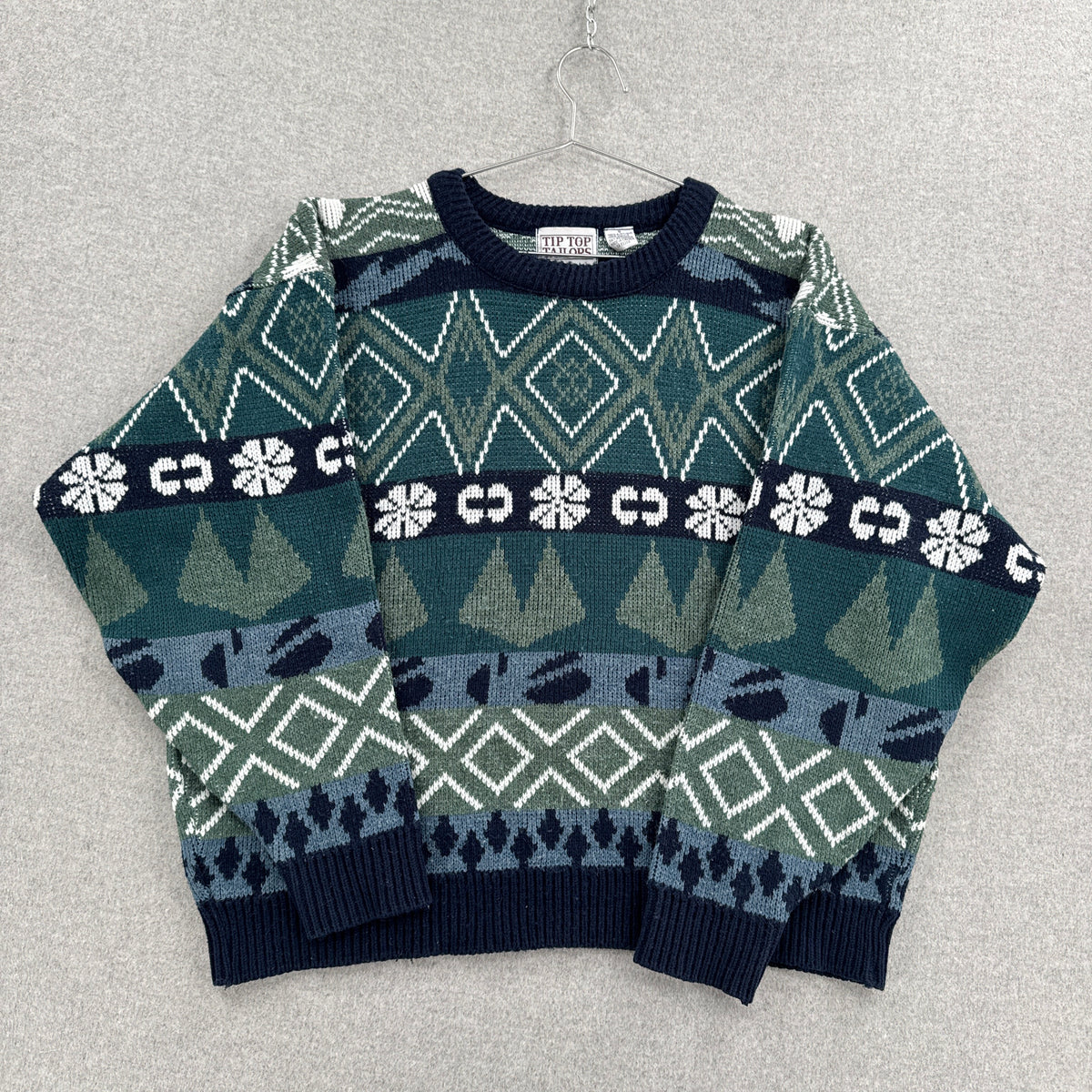 Vintage 90s Geometric Knitted Sweater Tip Top - S