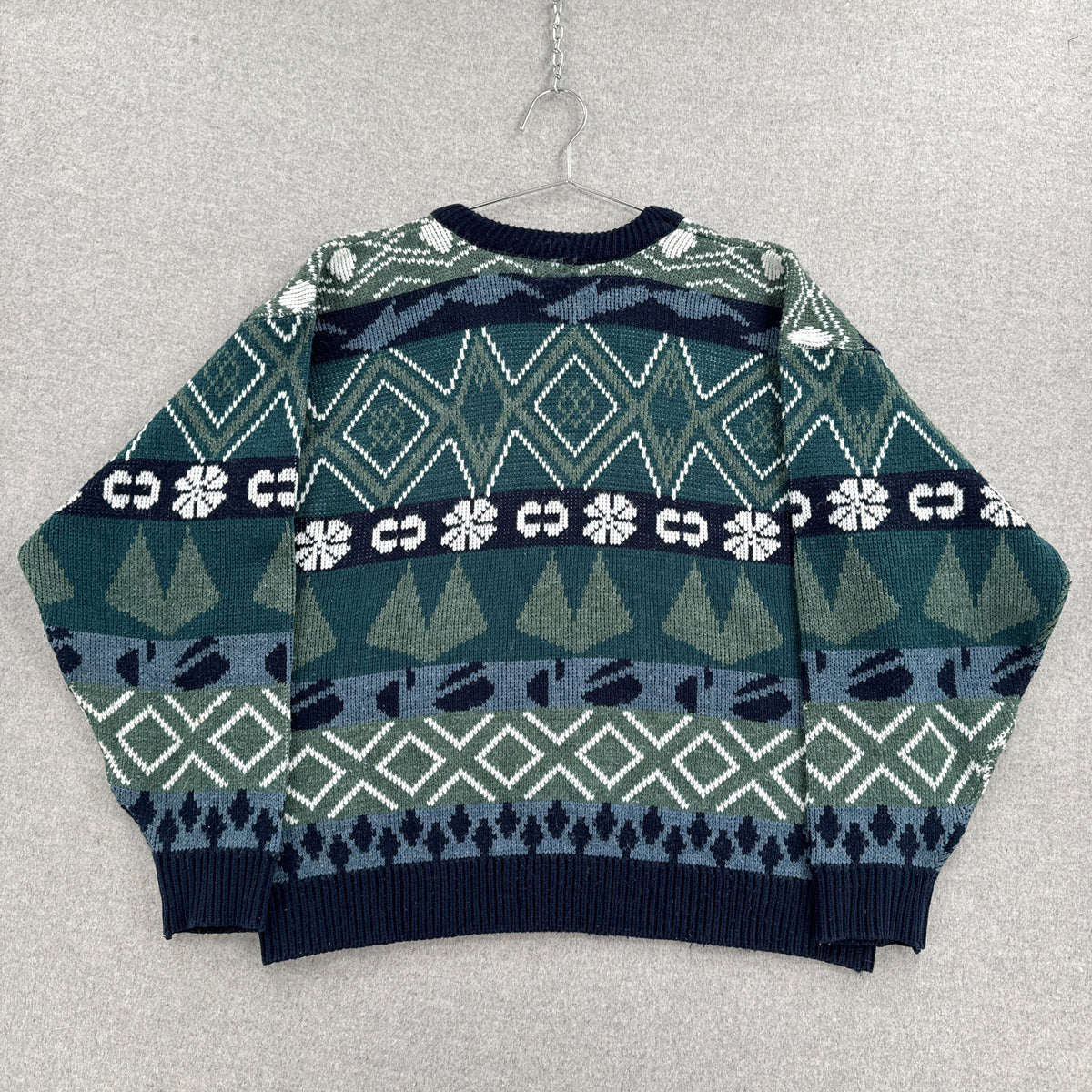 Vintage 90s Geometric Knitted Sweater Tip Top - S