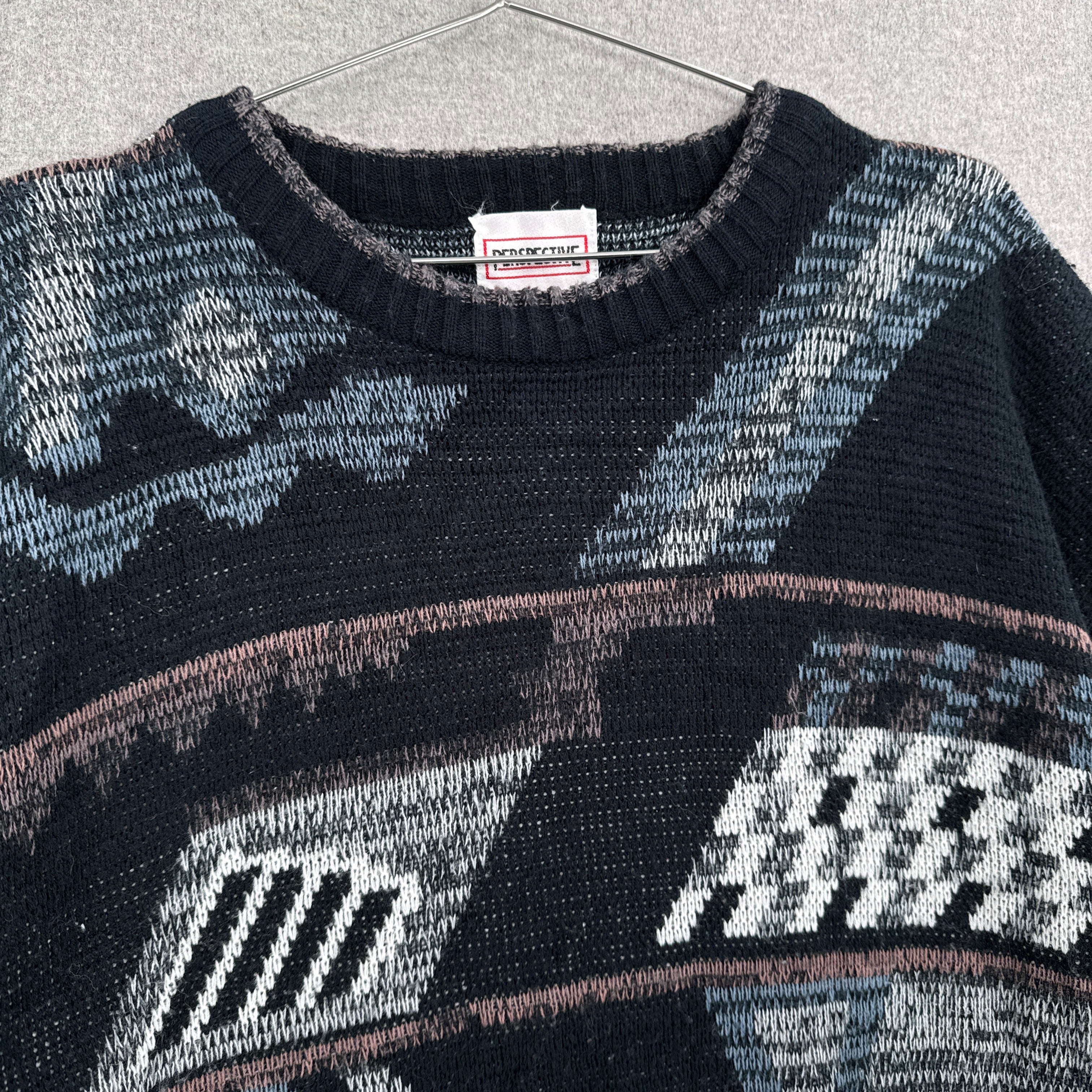 Vintage 90s Geometric Pattern Knitted Sweater1