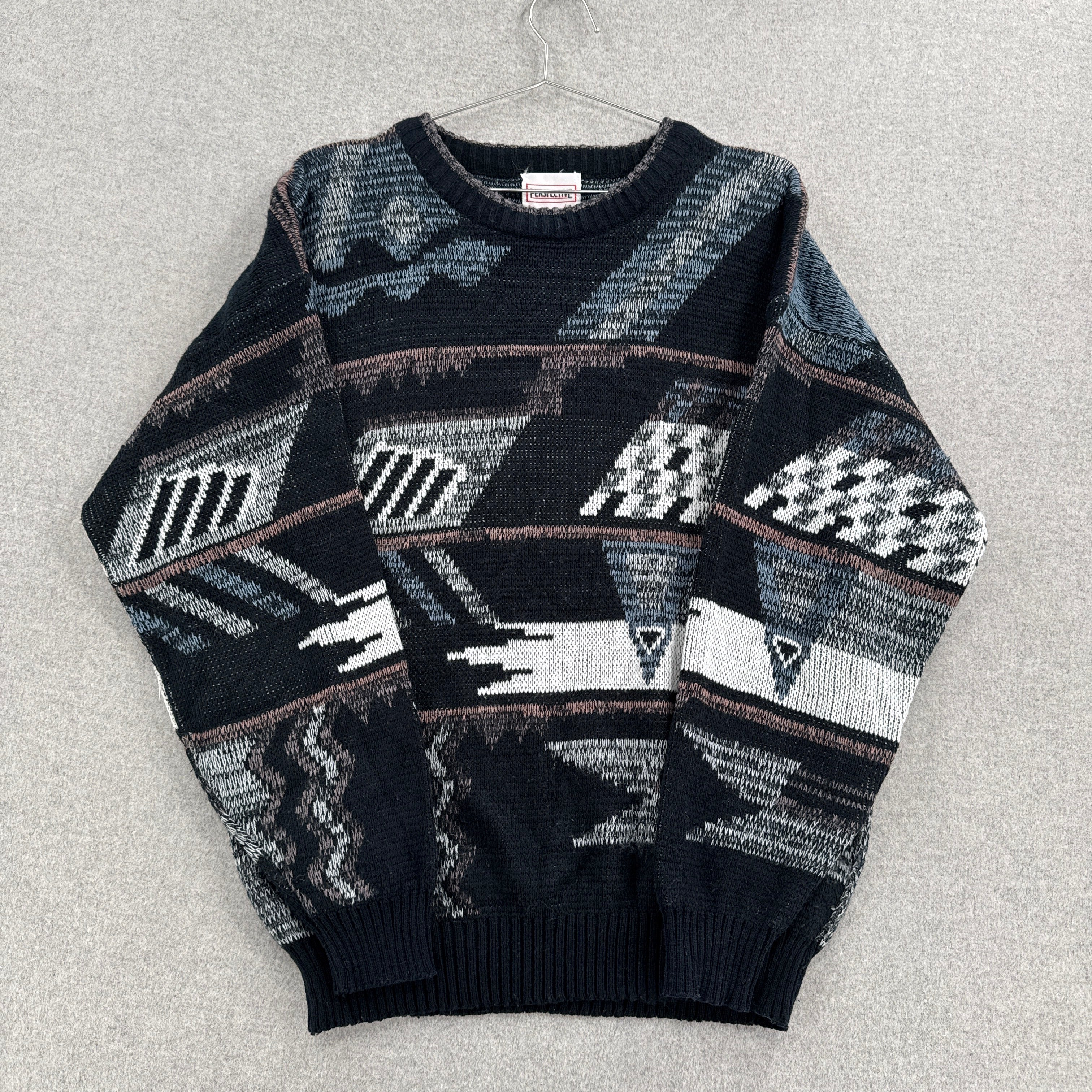Vintage 90s Geometric Pattern Knitted Sweater1
