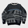 Vintage 90s Geometric Pattern Knitted Sweater - M/L