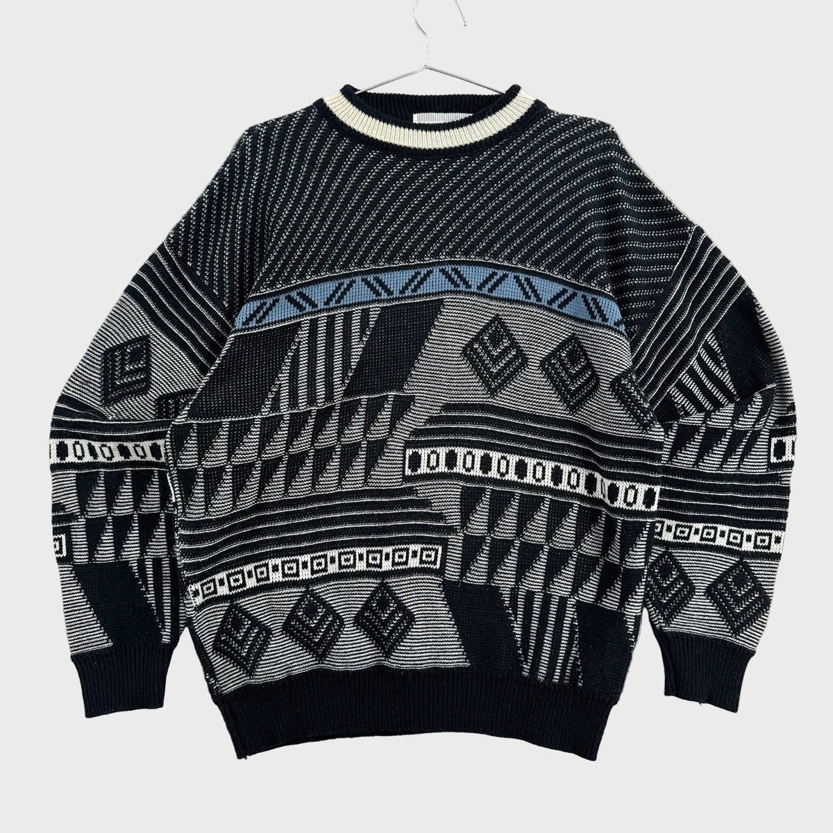 Vintage 90s Geometric Pattern Knitted Sweater - M/L