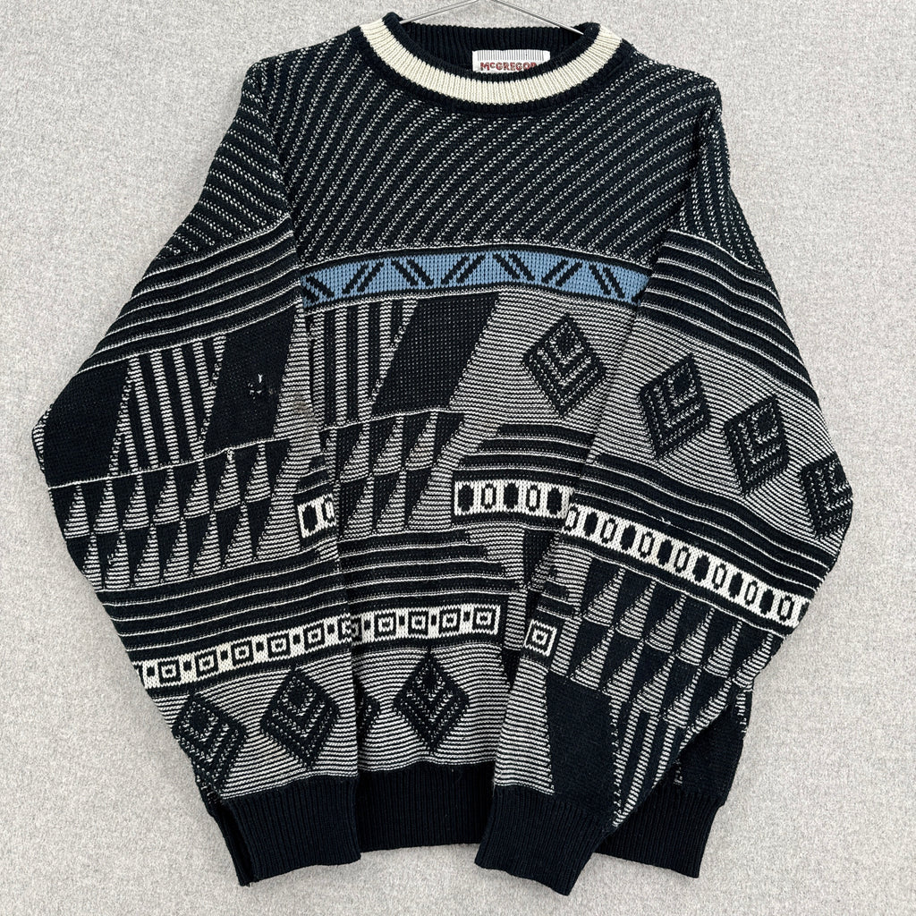 Vintage 90s Geometric Pattern Knitted Sweater - M/L