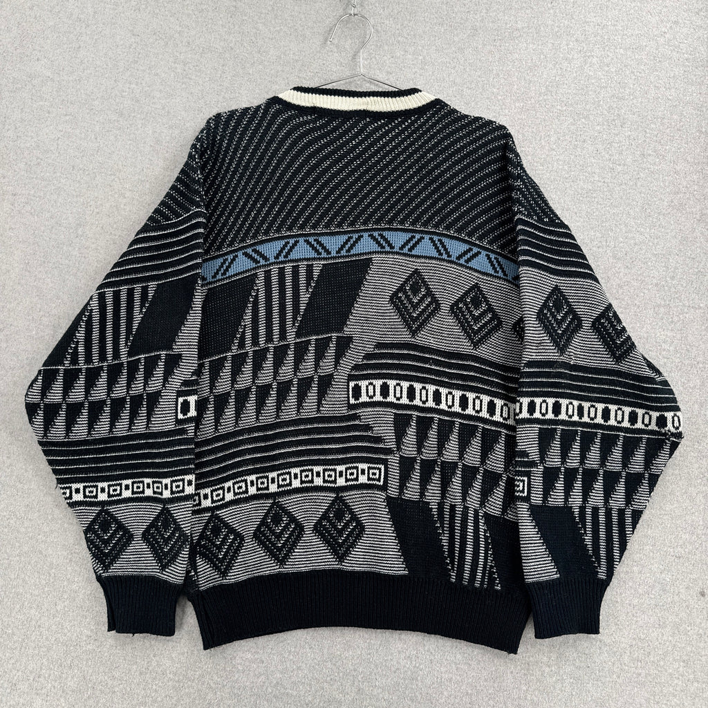 Vintage 90s Geometric Pattern Knitted Sweater - M/L