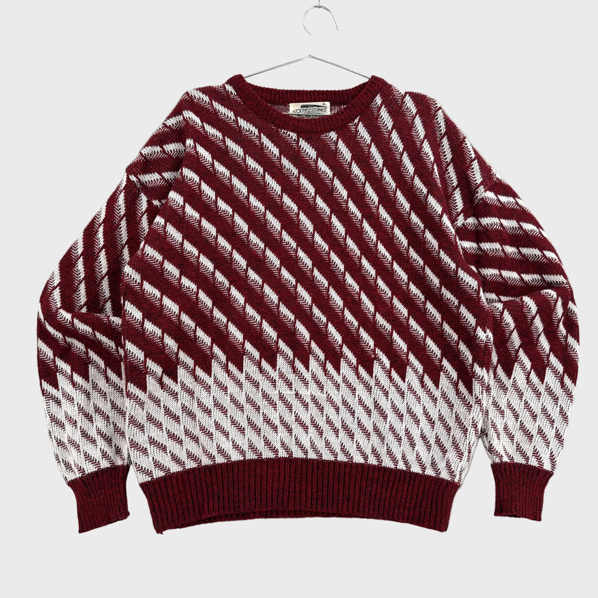Vintage 90s Geometric Pattern Stripes Knitted Sweater