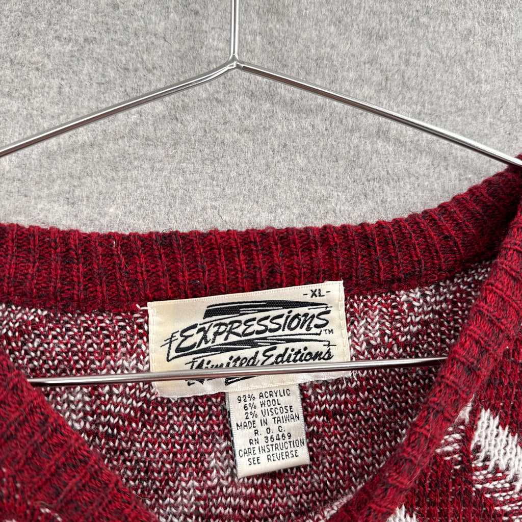 Vintage 90s Geometric Pattern Stripes Knitted Sweater