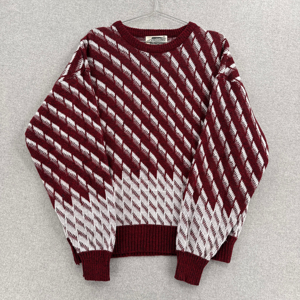 Vintage 90s Geometric Pattern Stripes Knitted Sweater