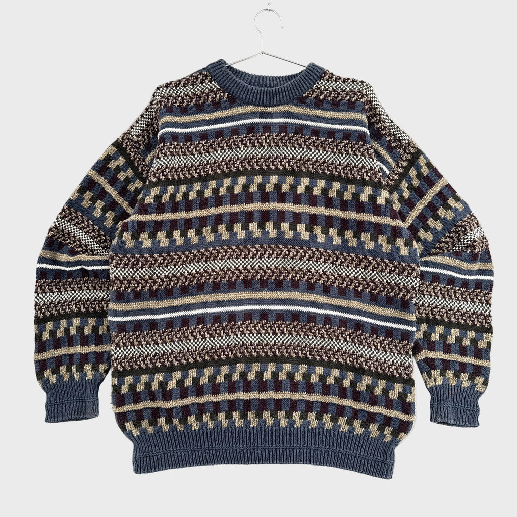 Vintage 90s Geometric Stripe Chunky Knitted Sweater