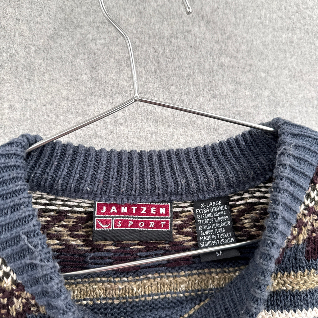 Vintage 90s Geometric Stripe Chunky Knitted Sweater