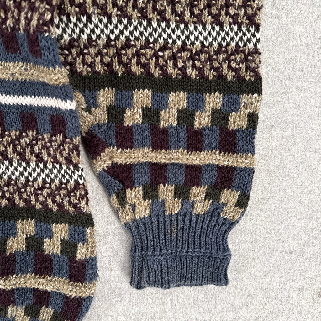 Vintage 90s Geometric Stripe Chunky Knitted Sweater
