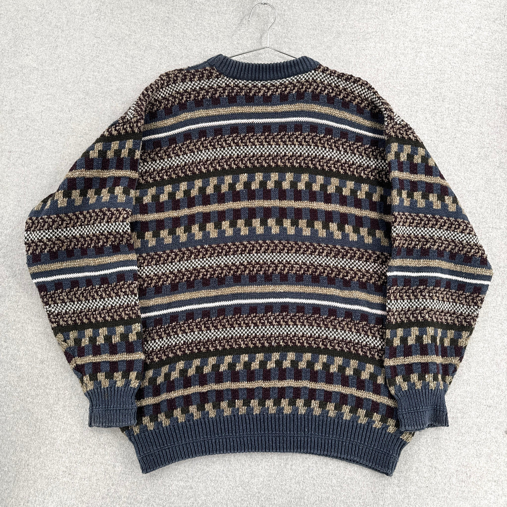 Vintage 90s Geometric Stripe Chunky Knitted Sweater