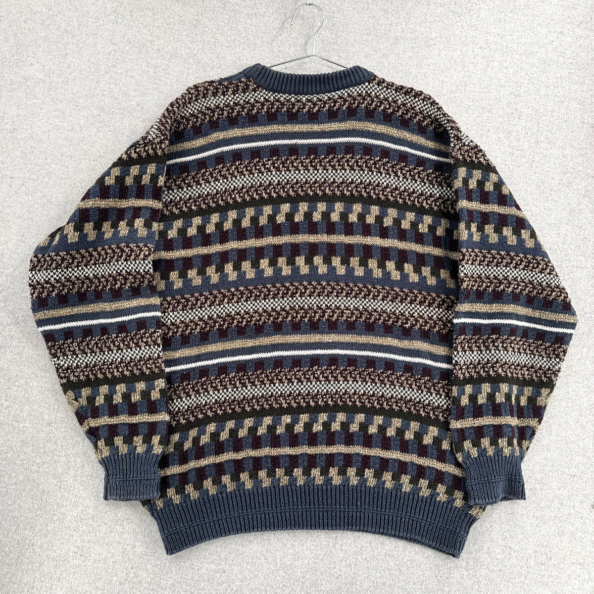 Vintage 90s Geometric Stripe Chunky Knitted Sweater