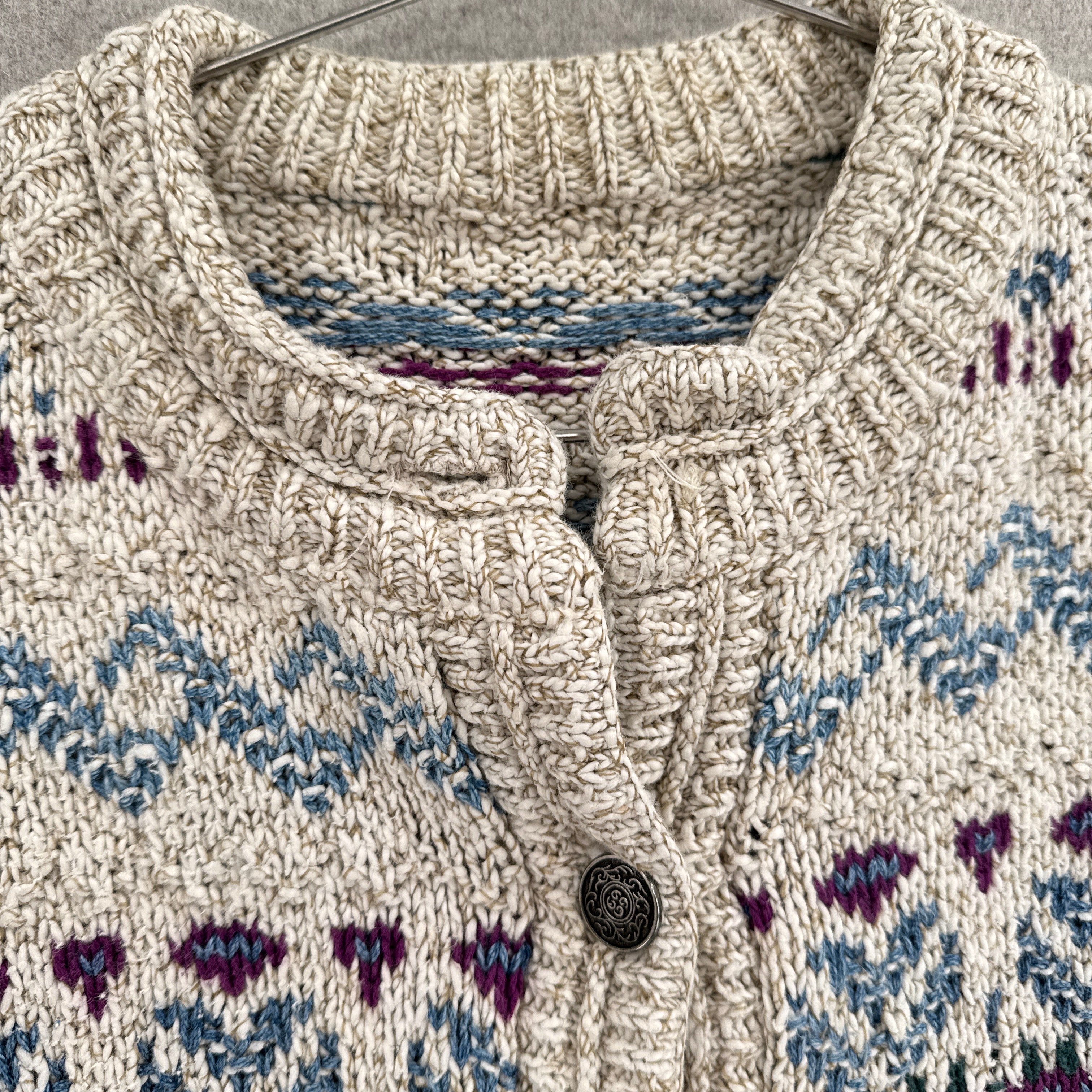 Vintage 90s Geometric Stripe Pattern Button Knitted Sweater