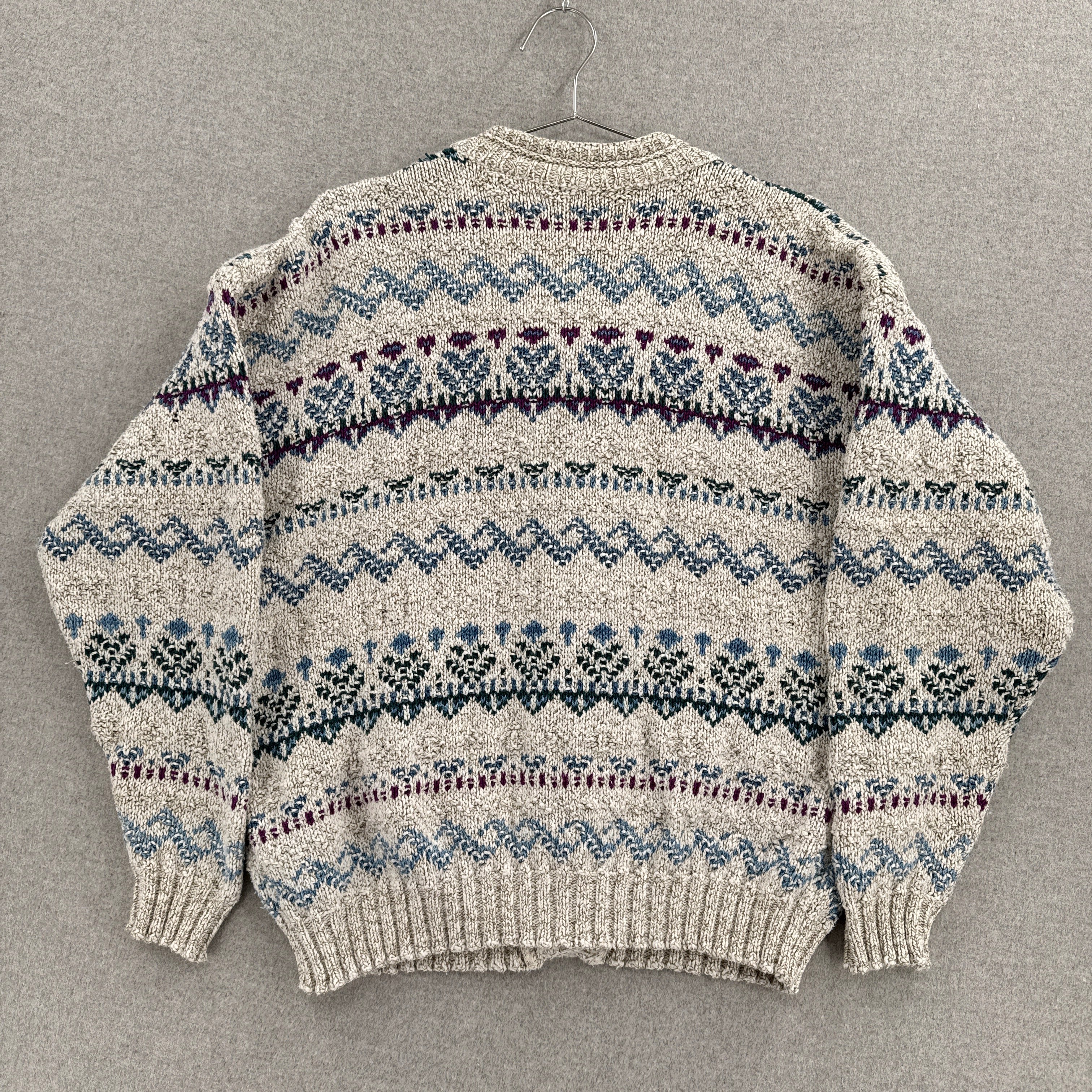 Vintage 90s Geometric Stripe Pattern Button Knitted Sweater