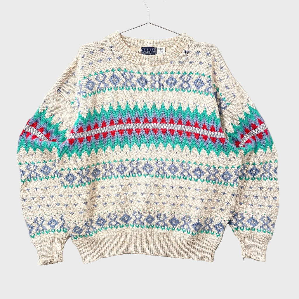 Vintage 90s Geometric Stripes Pattern Sweater