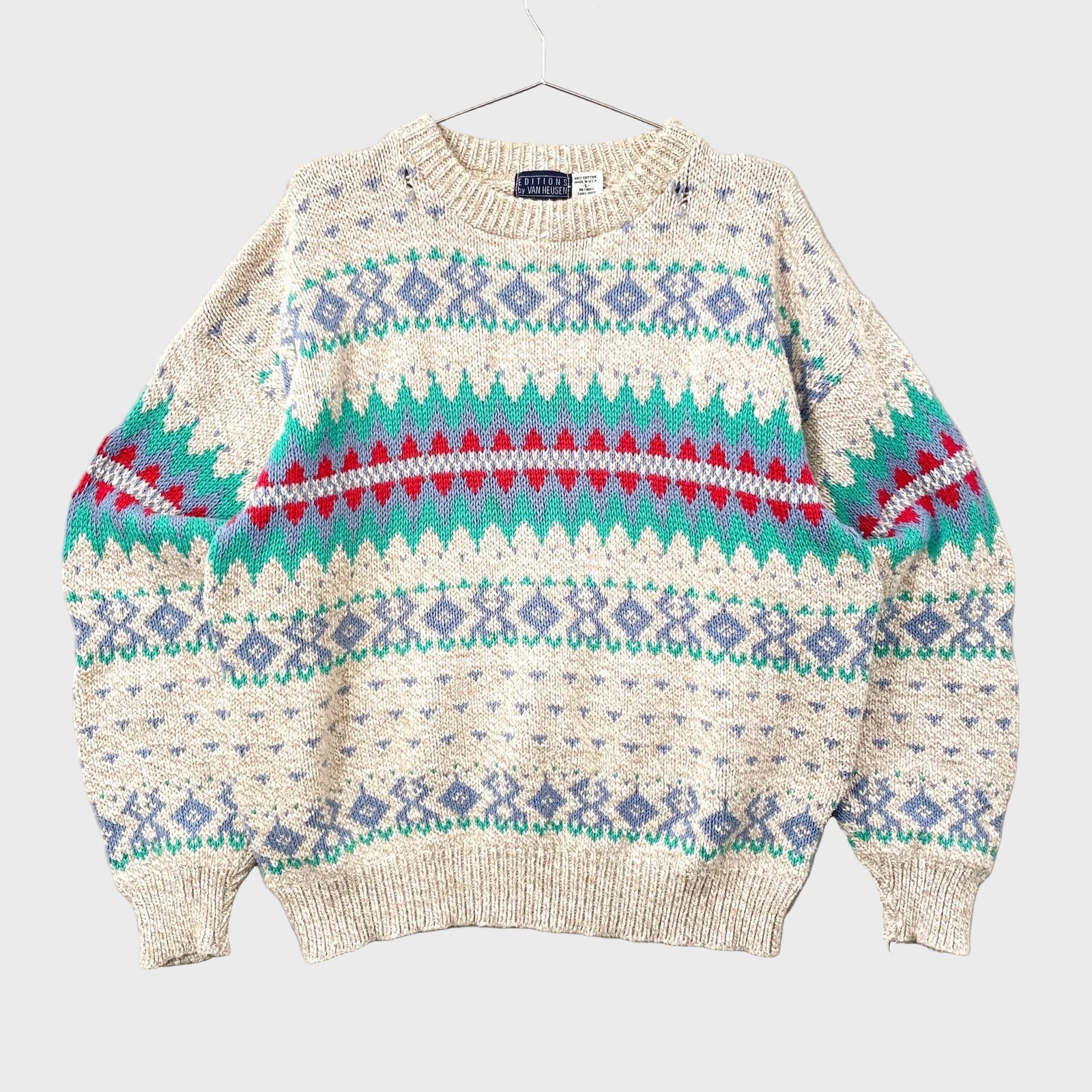 Vintage 90s Geometric Stripes Pattern Sweater