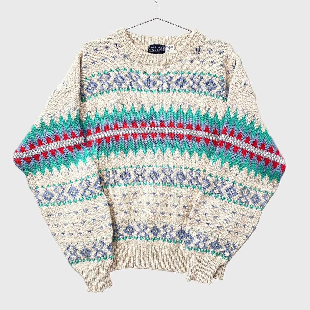 Vintage 90s Geometric Stripes Pattern Sweater
