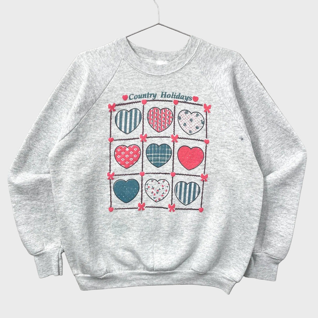 Vintage 90s Hearts Bows Cute Pink Crewneck Sweatshirt