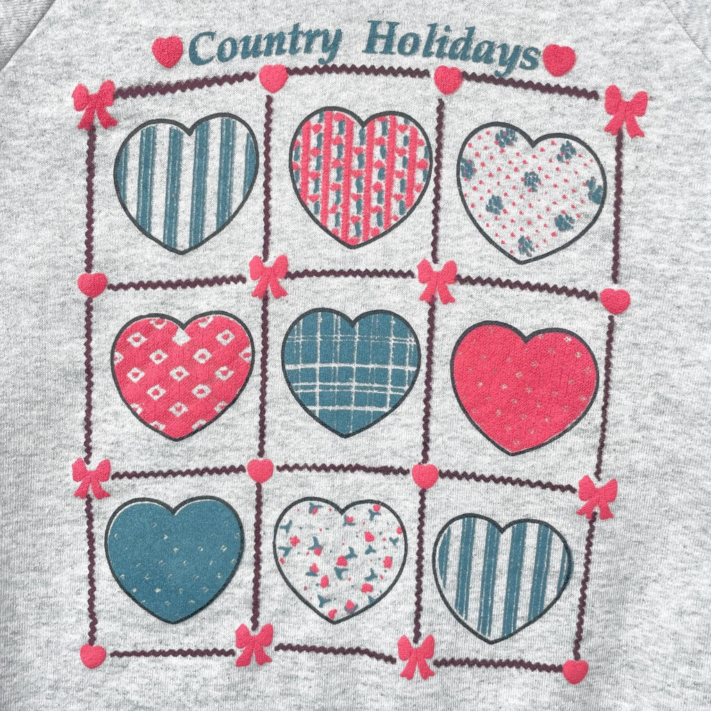 Vintage 90s Hearts Bows Cute Pink Crewneck Sweatshirt
