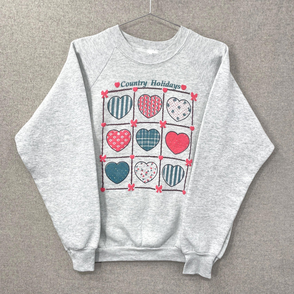 Vintage 90s Hearts Bows Cute Pink Crewneck Sweatshirt