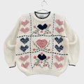 Vintage 90s Hearts Flowers Embroidered Knitted Sweater