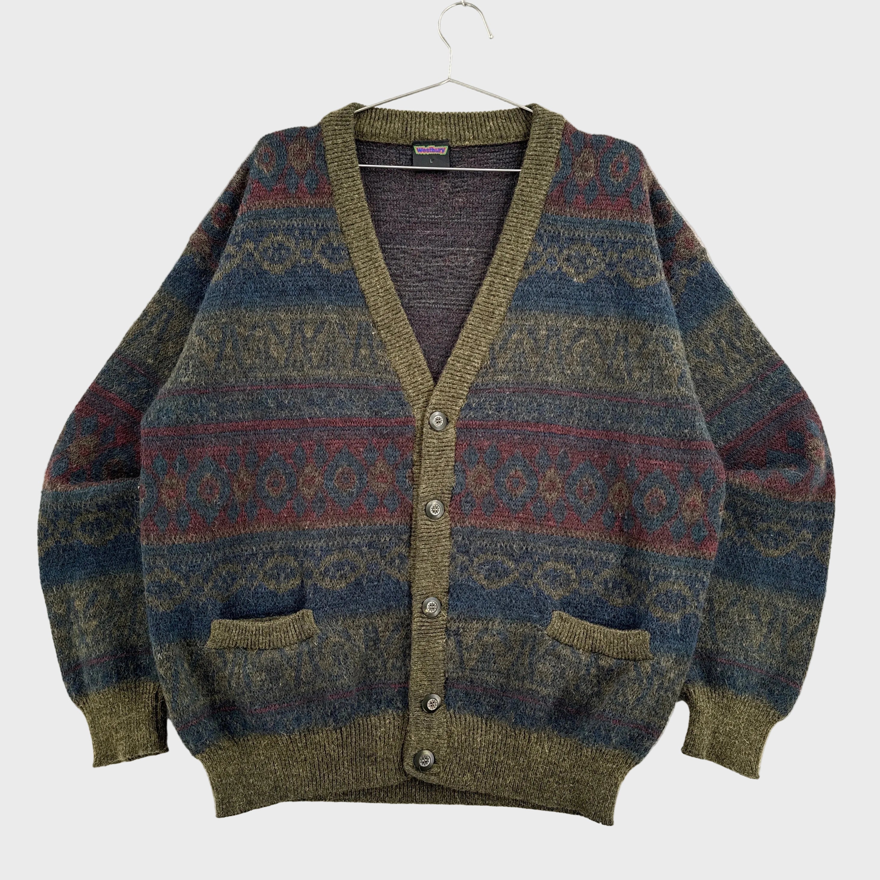 Vintage 90s Knitted Button Cardigan Sweater Earth Tones Grandpacore