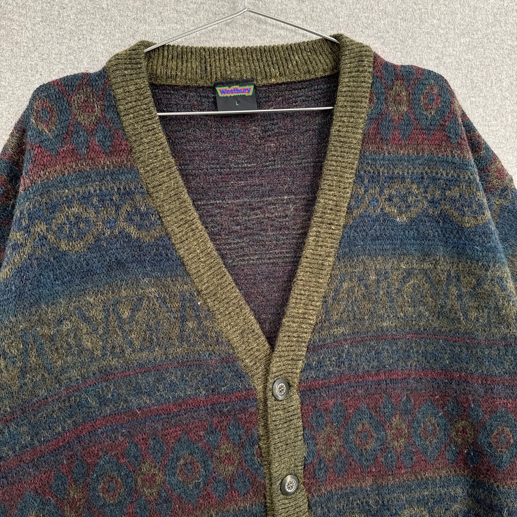 Vintage 90s Knitted Button Cardigan Sweater Earth Tones Grandpacore
