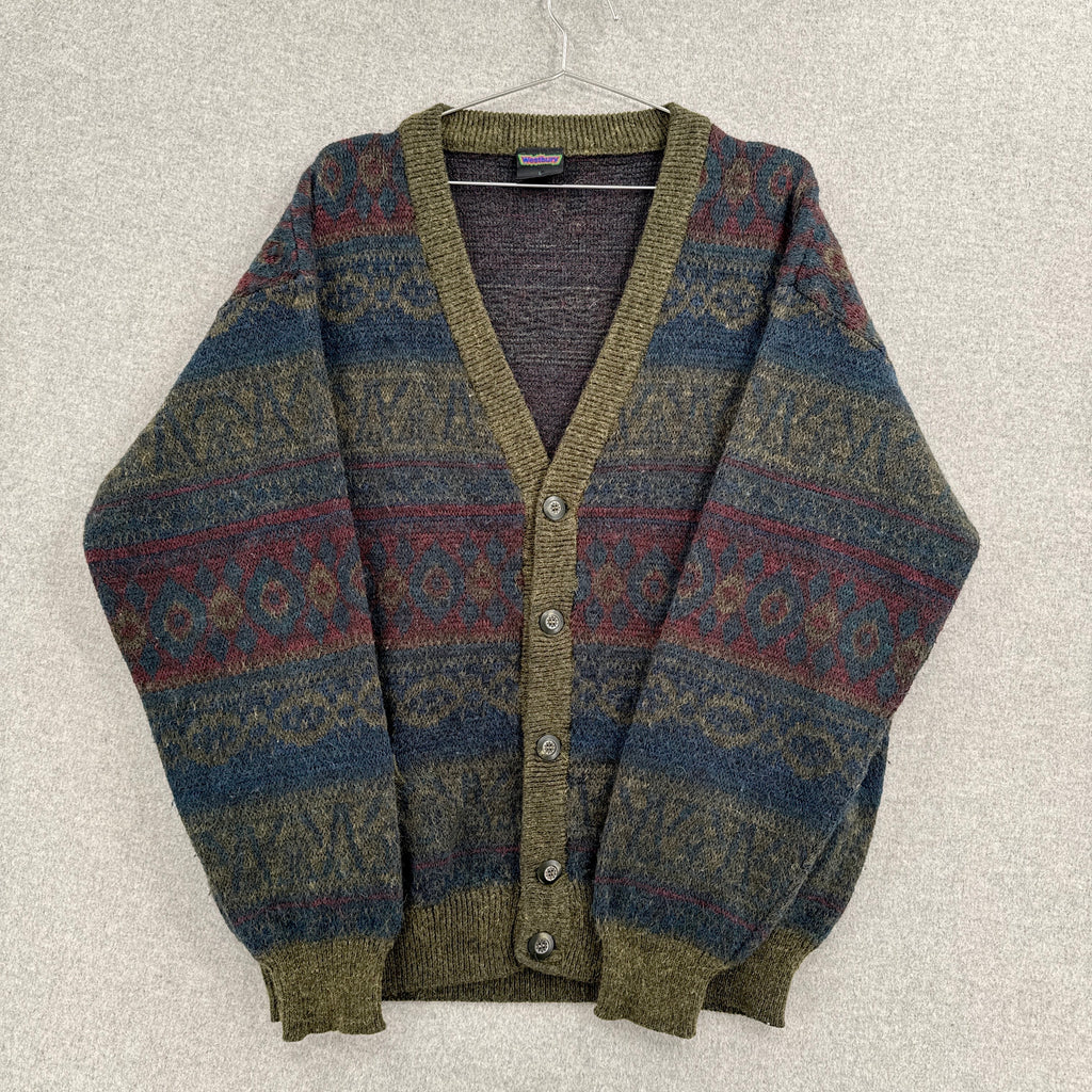 Vintage 90s Knitted Button Cardigan Sweater Earth Tones Grandpacore