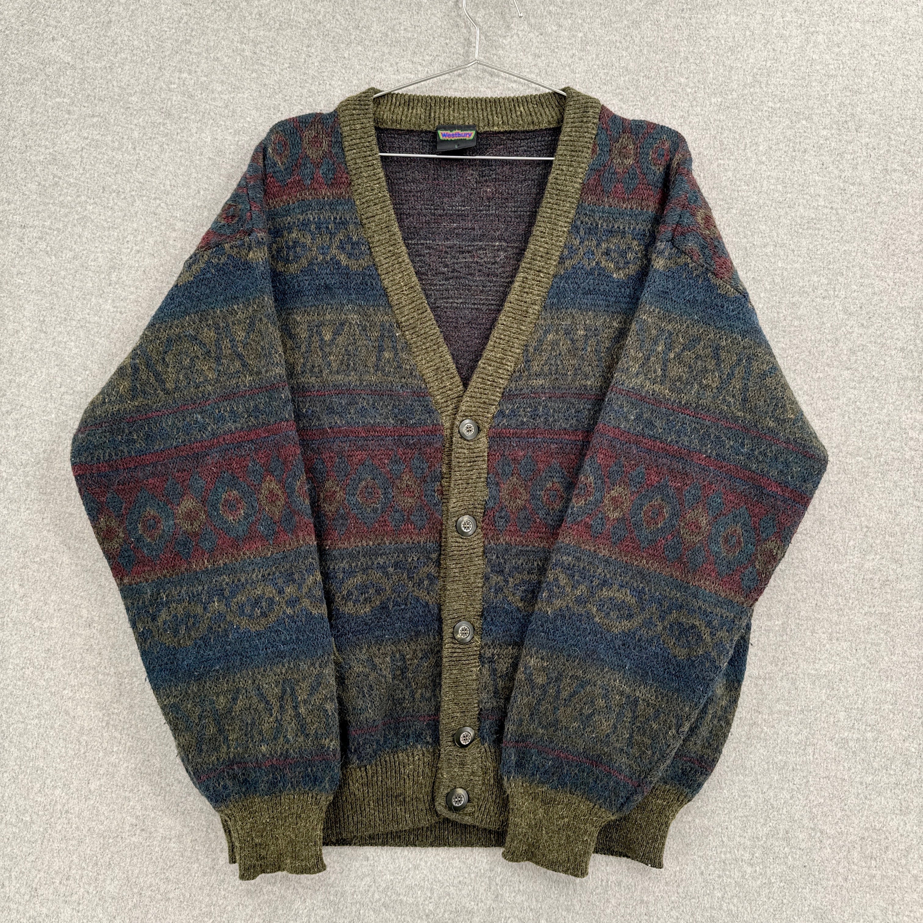 Vintage 90s Knitted Button Cardigan Sweater Earth Tones Grandpacore