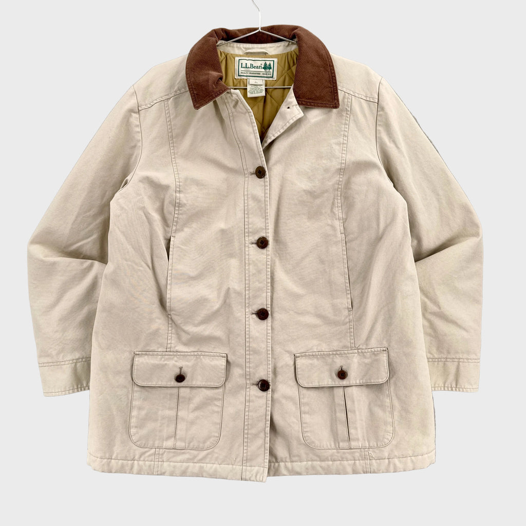 Vintage 90s LL Bean Barn Jacket Chore Coat Beige - L
