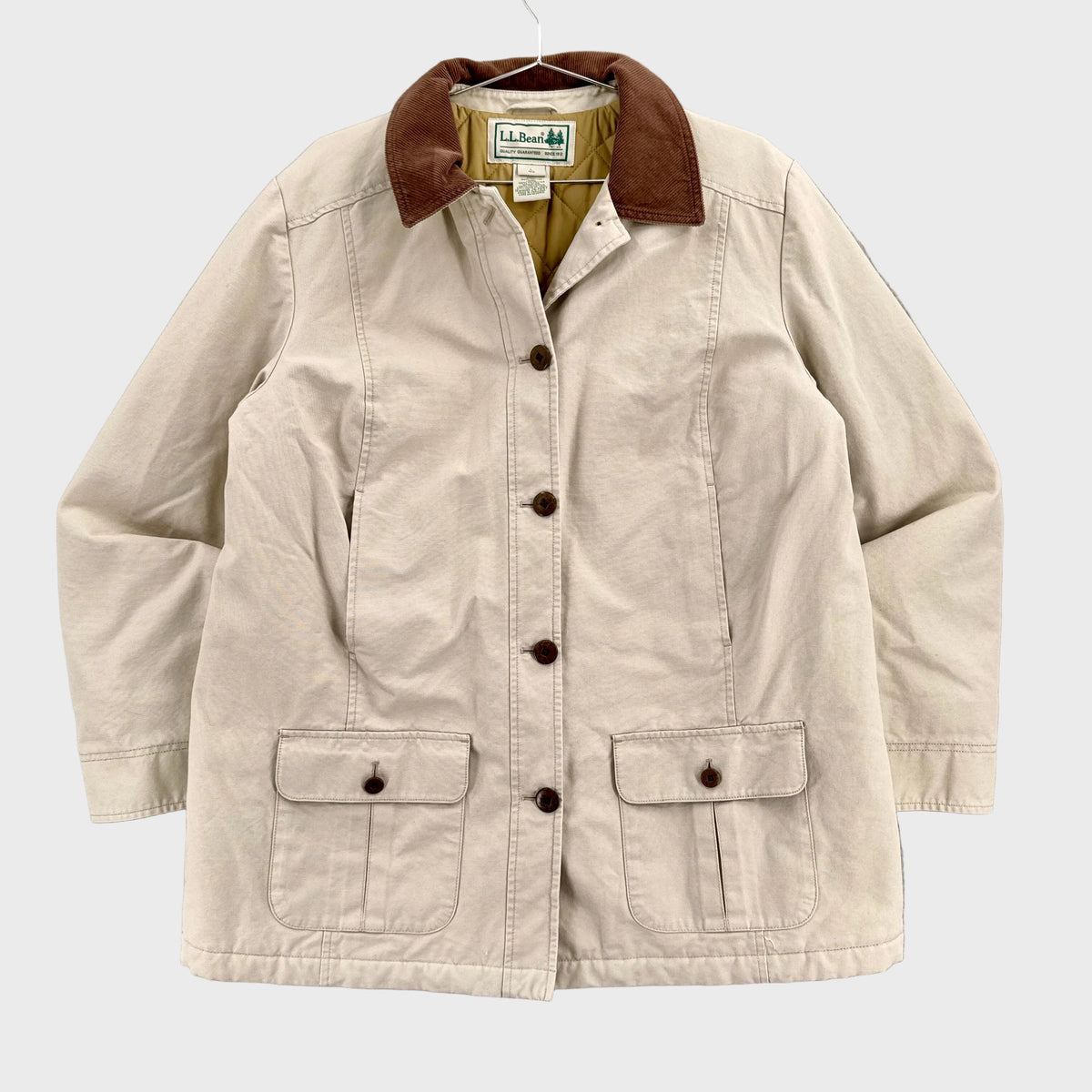 Vintage 90s LL Bean Barn Jacket Chore Coat Beige - L