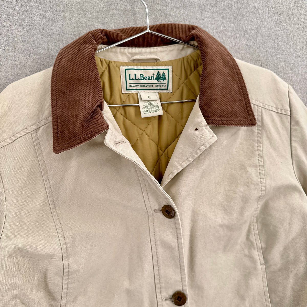 Vintage 90s LL Bean Barn Jacket Chore Coat Beige - L