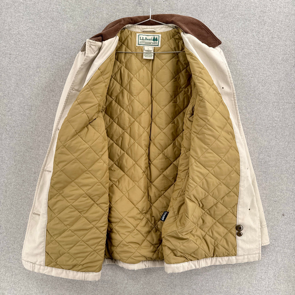 Vintage 90s LL Bean Barn Jacket Chore Coat Beige - L