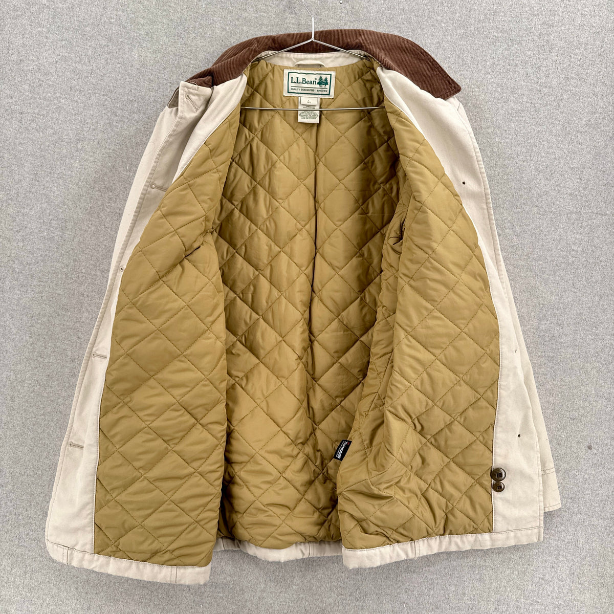 Vintage 90s LL Bean Barn Jacket Chore Coat Beige - L