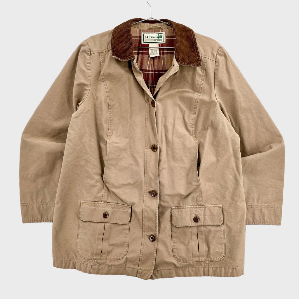 Vintage 90s LL Bean Plaid Lined Barn Jacket Chore Coat - XL