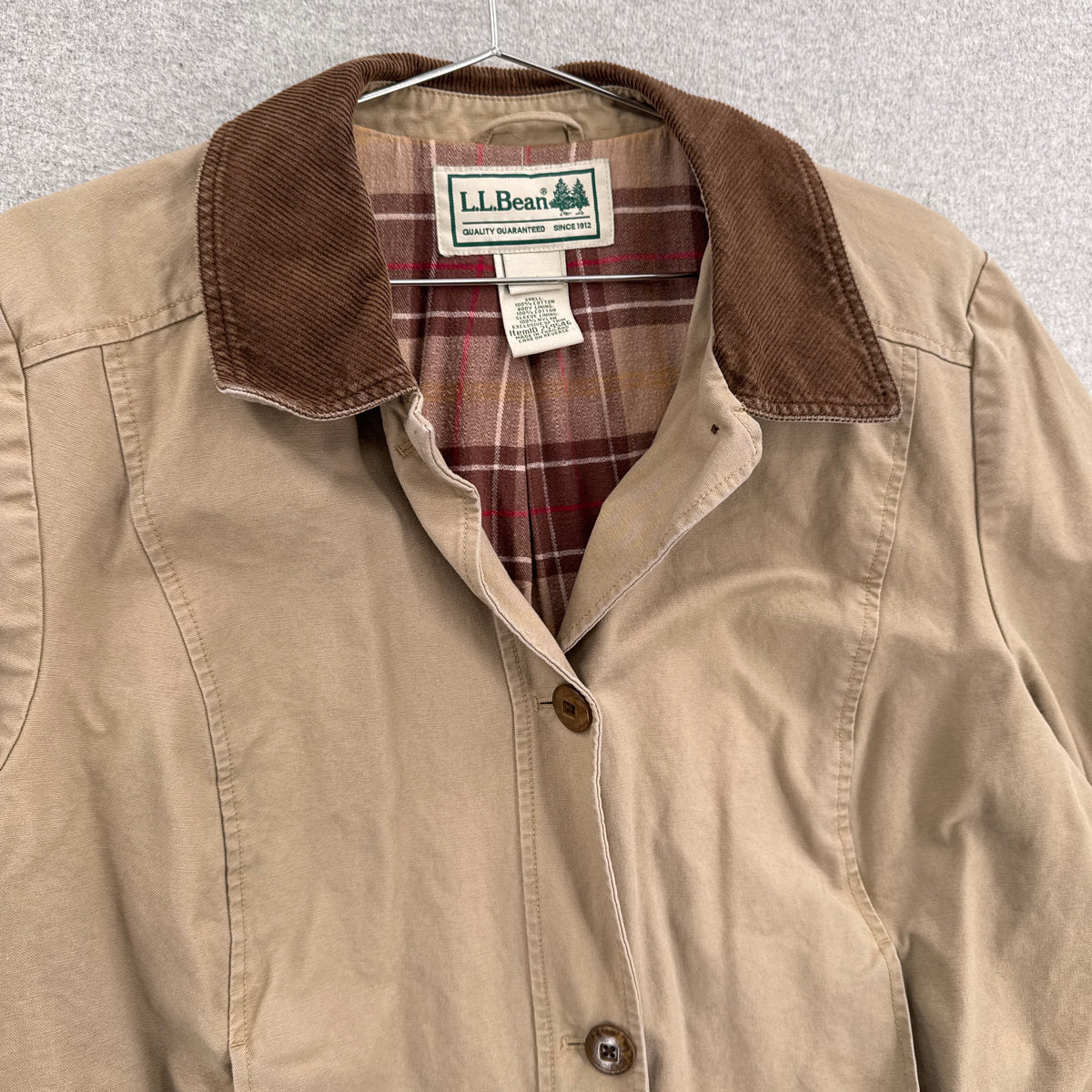 Vintage 90s LL Bean Plaid Lined Barn Jacket Chore Coat - XL