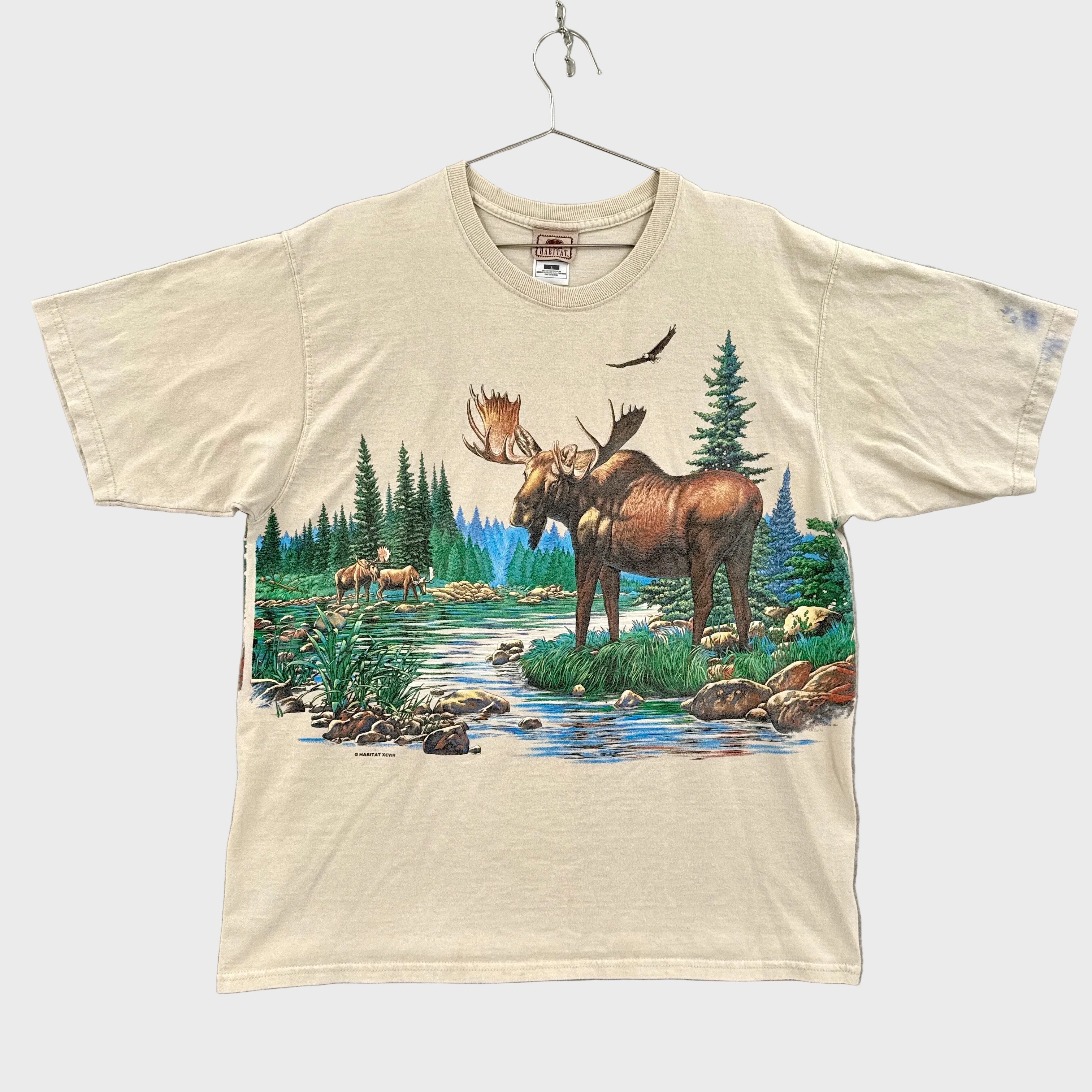 Vintage 90s Moose Nature Landscape Graphic Tee 