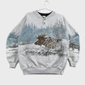 Vintage 90s Moose Winter All Over Print Crewneck Sweatshirt