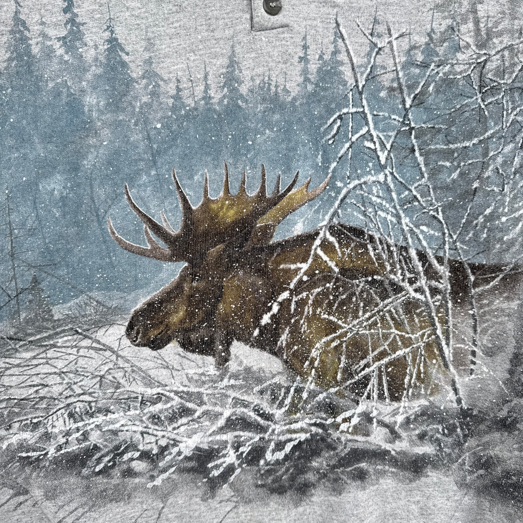 Vintage 90s Moose Winter All Over Print Crewneck Sweatshirt