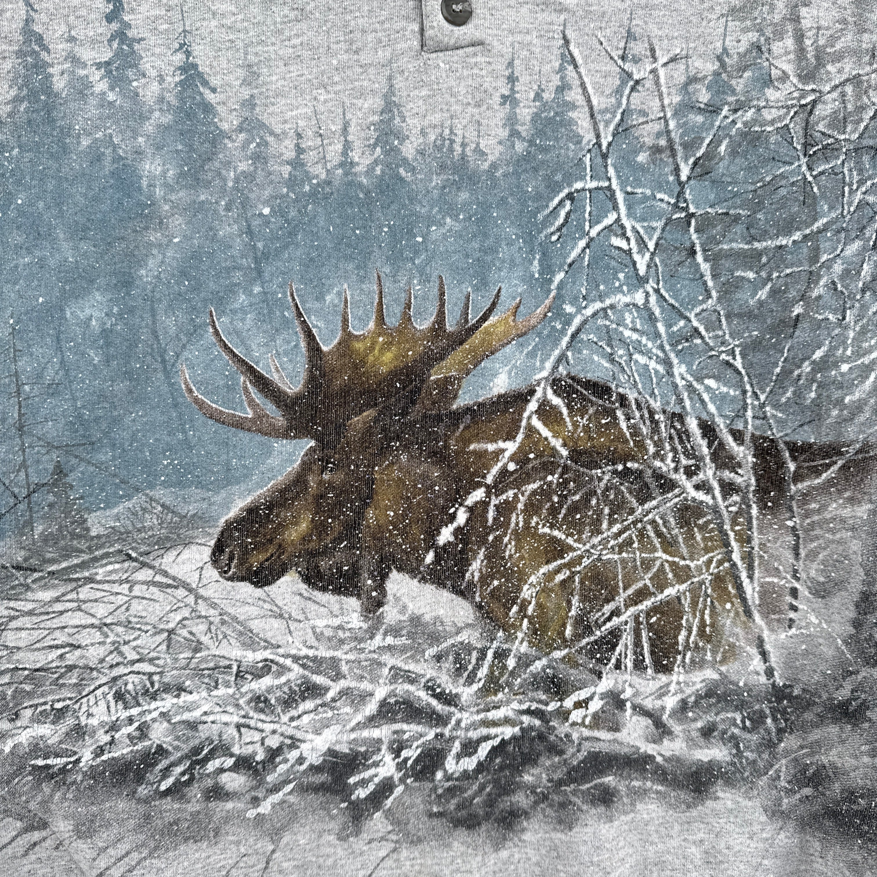 Vintage 90s Moose Winter All Over Print Crewneck Sweatshirt