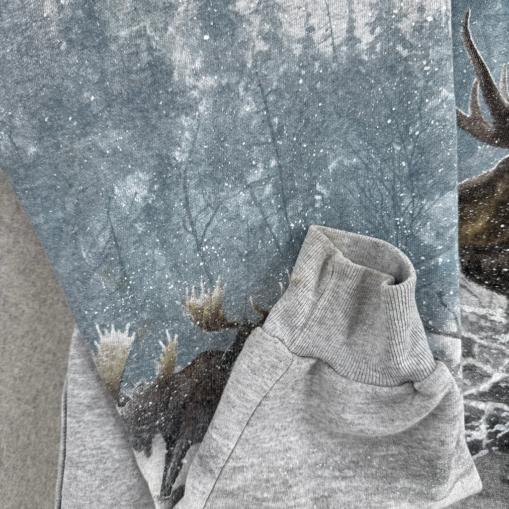 Vintage 90s Moose Winter All Over Print Crewneck Sweatshirt