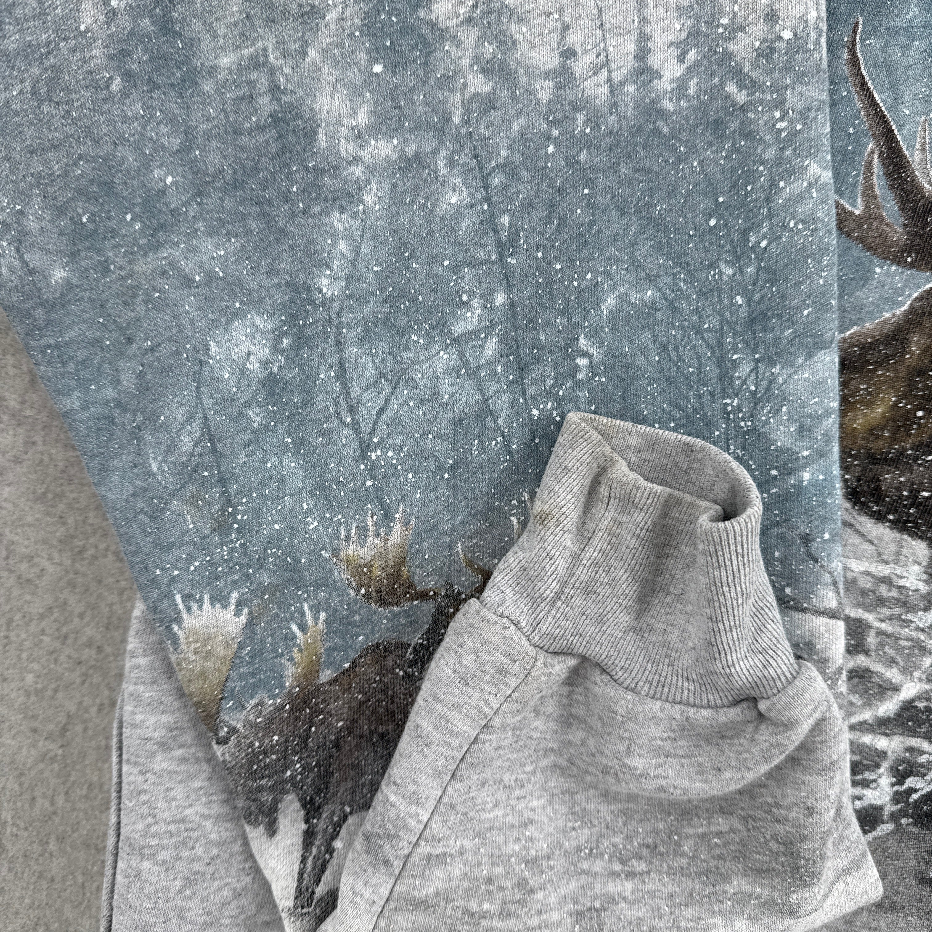 Vintage 90s Moose Winter All Over Print Crewneck Sweatshirt