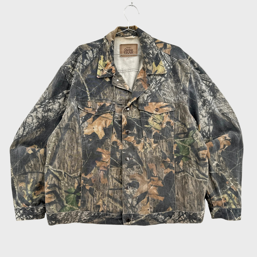 Vintage 90s Mossy Oak Camouflage Denim Button Jacket