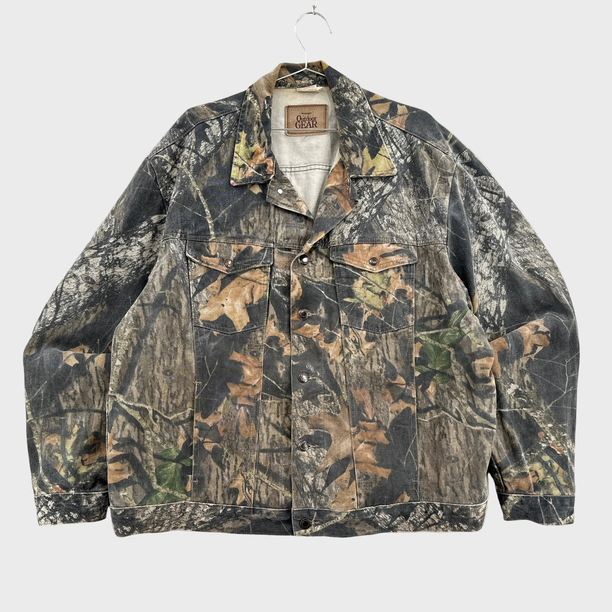 Vintage 90s Mossy Oak Camouflage Denim Button Jacket