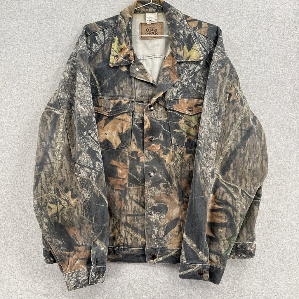 Vintage 90s Mossy Oak Camouflage Denim Button Jacket