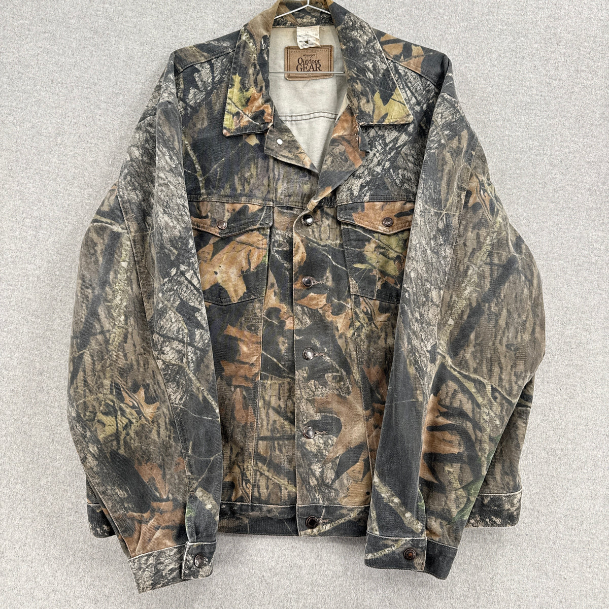 Vintage 90s Mossy Oak Camouflage Denim Button Jacket