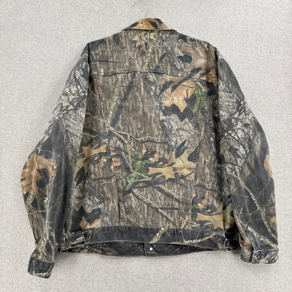 Vintage 90s Mossy Oak Camouflage Denim Button Jacket