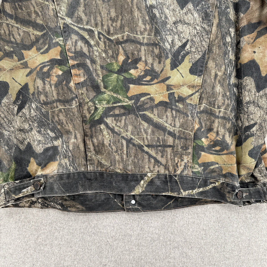 Vintage 90s Mossy Oak Camouflage Denim Button Jacket