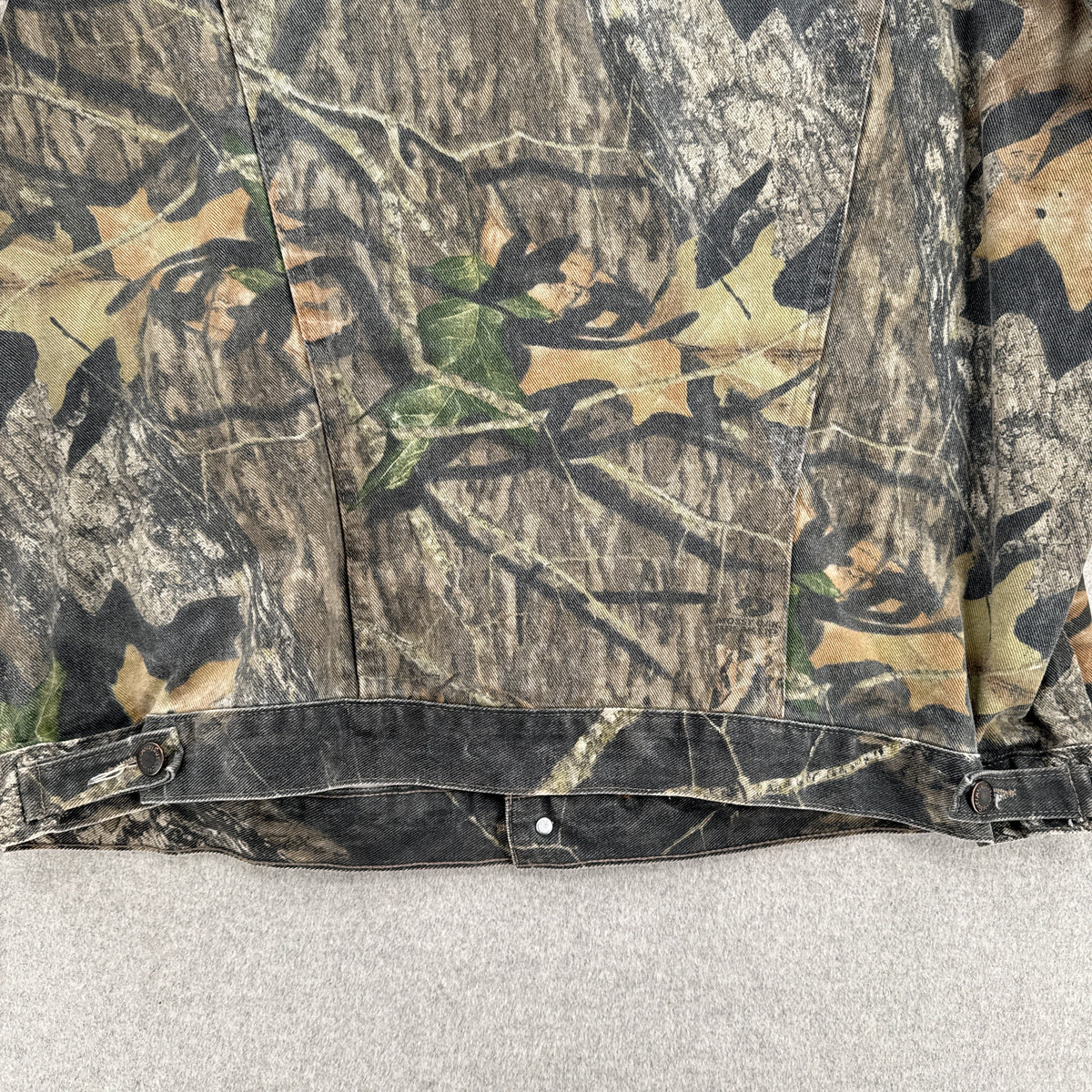 Vintage 90s Mossy Oak Camouflage Denim Button Jacket