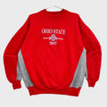 Red Ohio State sweatshirt on a gray background